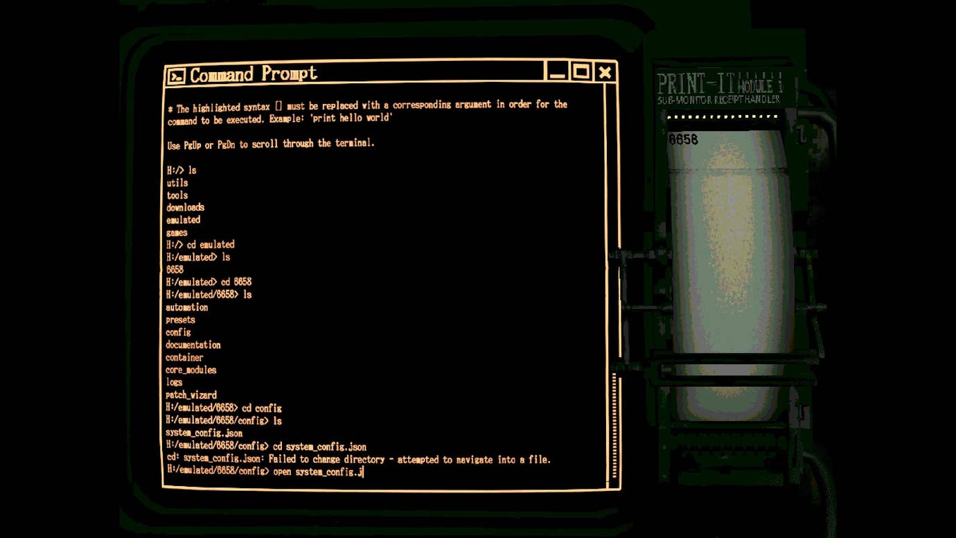 Entering commands in the main computer interface in S.p.l.i.t.